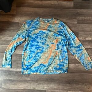 Blue and Orange Tie-Dye Long Sleeve Reel Legends Fishing Shirt